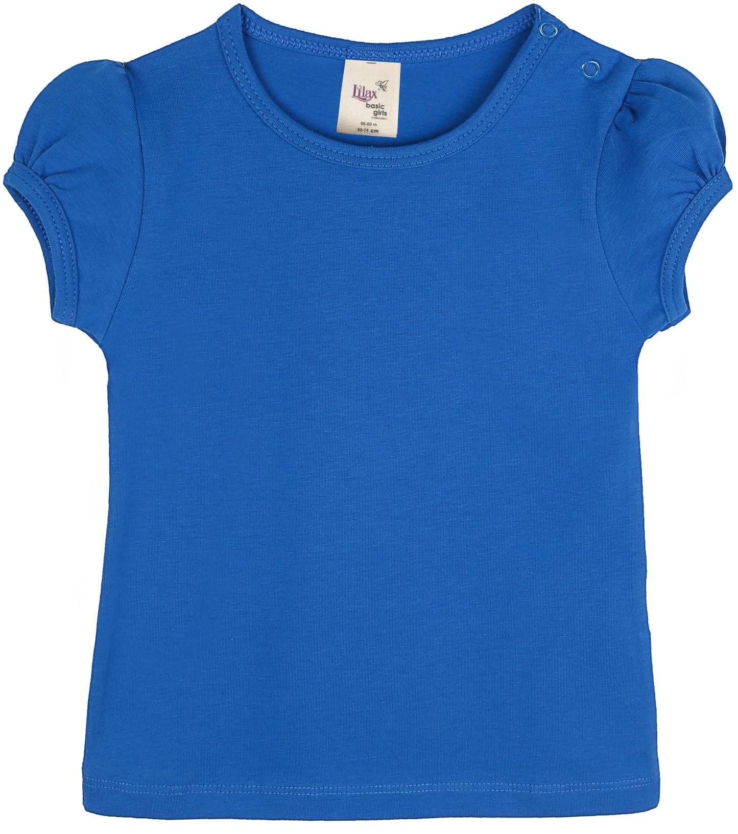 Lilax Baby Girls' Basic Short Puff Sleeve Round Neck T-Shirt 18-24 Months, Royal Blue