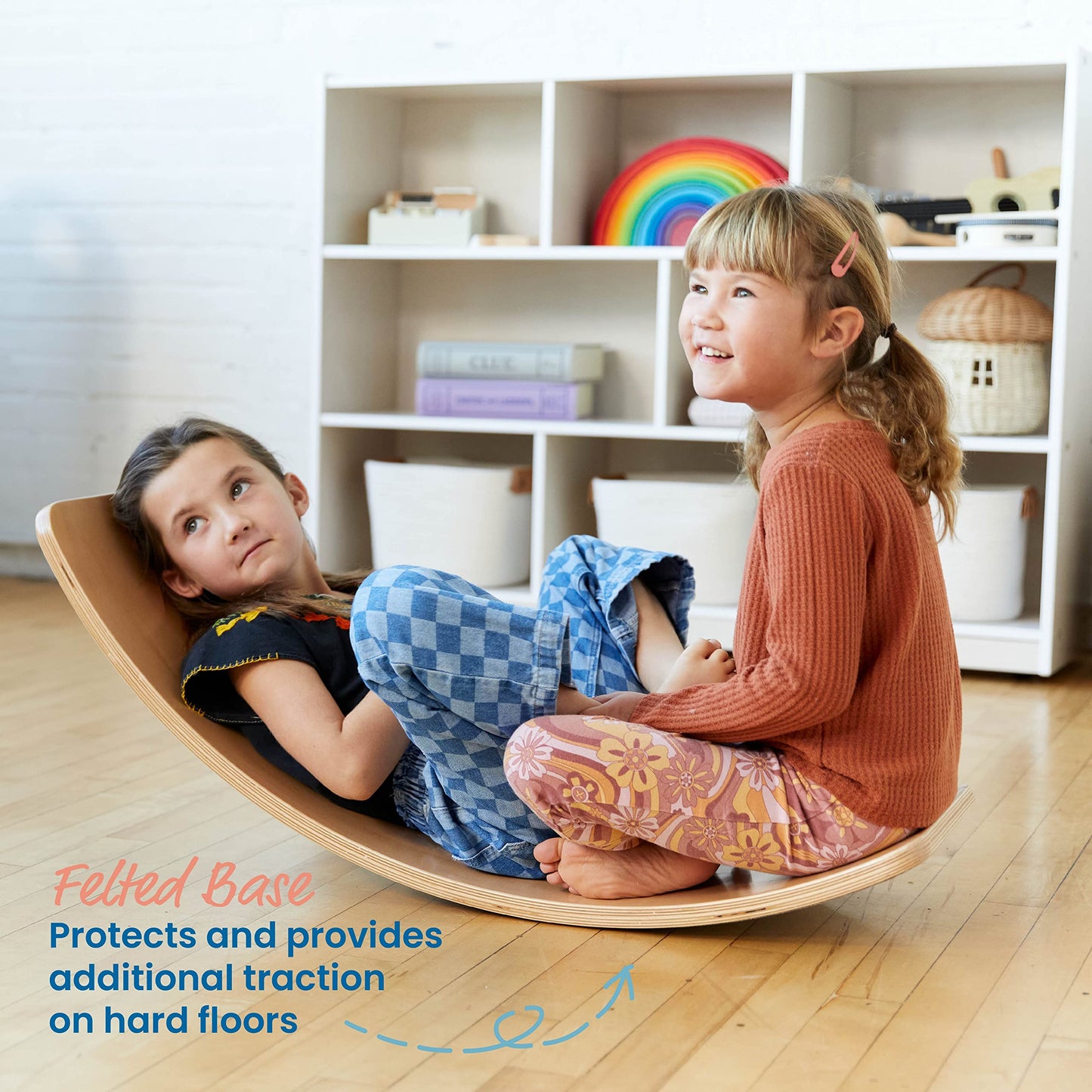 Ecr4Kids Balance Board With Felt Base, Montessori Toy, Seafoam