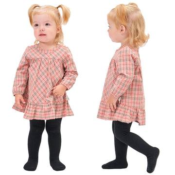 Stelle Toddler Girls Tights Baby Seamless Knit Thick Cotton Leggings Pantyhose(Infants/Kids/Childern)(Black,Xs)