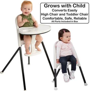 Primo Cozy Tot Deluxe Convertible Folding High Chair & Toddler Chair - Black, Black/White , 14X18X23.6 Inch (Pack Of 1)