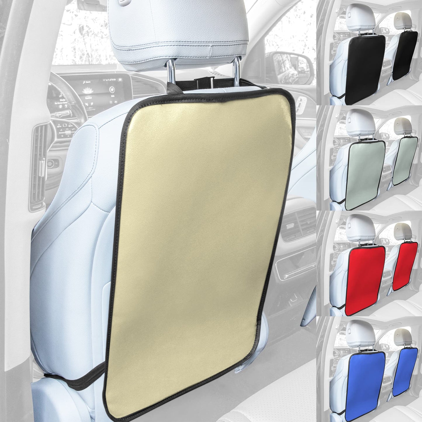 Fh Group Faux Leather Seat Back Kick Protectors, Heavy Duty Car Kick Mats For Kids - 2-Pack Back Seat Protector For Driver And P