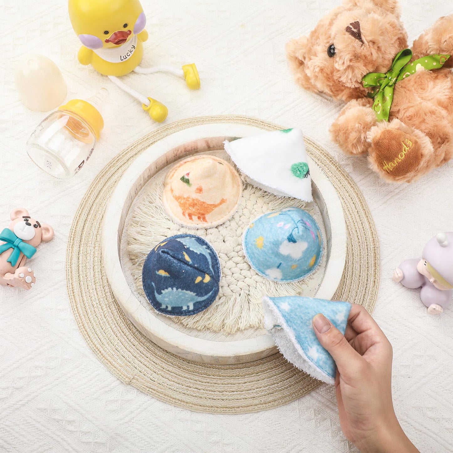 Suhine 10 Pcs Baby Boy Pee Shield Diaper Changing Accessory Reusable Pee Covers Baby Boy Pee Cap For Newborn Boys, Stars Flowers