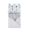 Hudson Baby Unisex Baby Cotton Animal Face Hooded Towel, Blue Dots Gray Elephant, One Size