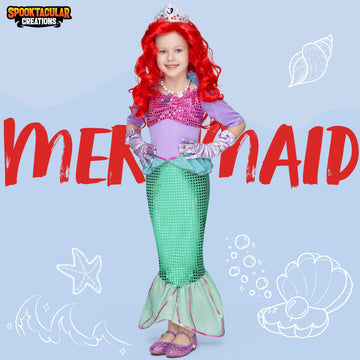 Spooktacular Creations Halloween Little Mermaid Costume For Girls, Sequin Mermaid Dress Set, Light Purple Princess Dress For Tod