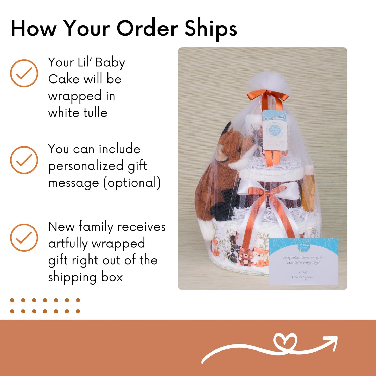 Lil' Baby Cakes Fox Diaper Cake - Adorable Fox-Themed Baby Boy Gift With Size 1 Diapers - Perfect For Baby Showers With Fox Plus