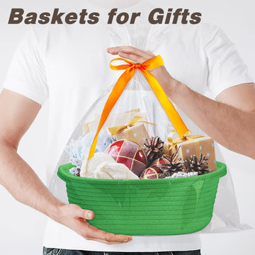 Pro Goleem Small Woven Basket With Gift Bags And Ribbons Durable Baskets For Gifts Empty Small Rope Basket For Storage 12'X 8'
