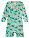 Umelok Infant Swimwear Girls One Piece Full Zip With Long Sleeve Upf 50+ Sun Protection Swimsuit Green-Banana Leaf,3M