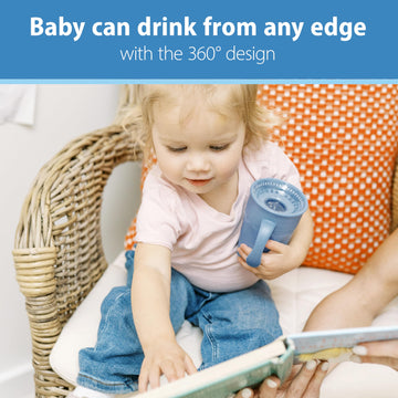Dr. Brown'S Milestones Cheers 360 Cup Spoutless Transition Cup With Handles For Easy Grip & Leak-Free Learning, Blue, 7Oz/200Ml,