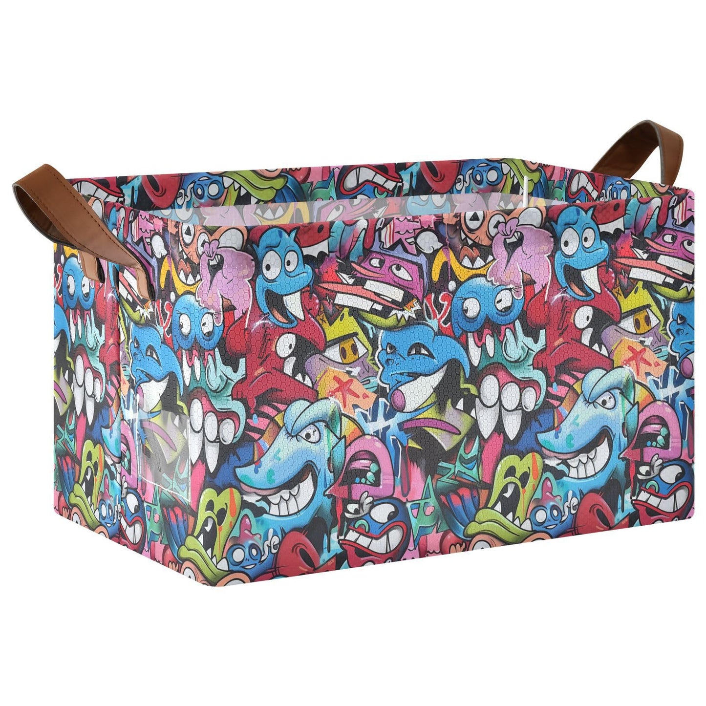 YNNALE Abstract Grunge Graffiti Monster Baby Storage Basket with Labels&Handles Rectangular Waterproof Nursery Storage Bins Coll