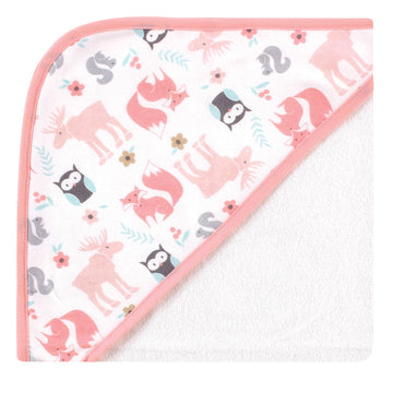 Hudson Baby Unisex Baby Cotton Rich Hooded Towels, Pink Fox, One Size