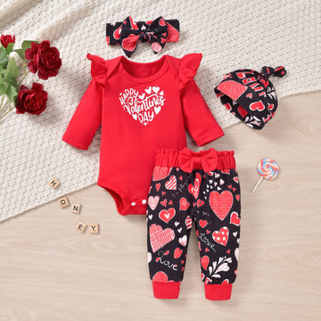 Fioukiay 3 Months Baby Girls Valentine'S Day Outfits Infant My First Valentine'S Day Clothes (Red, 3 Months)