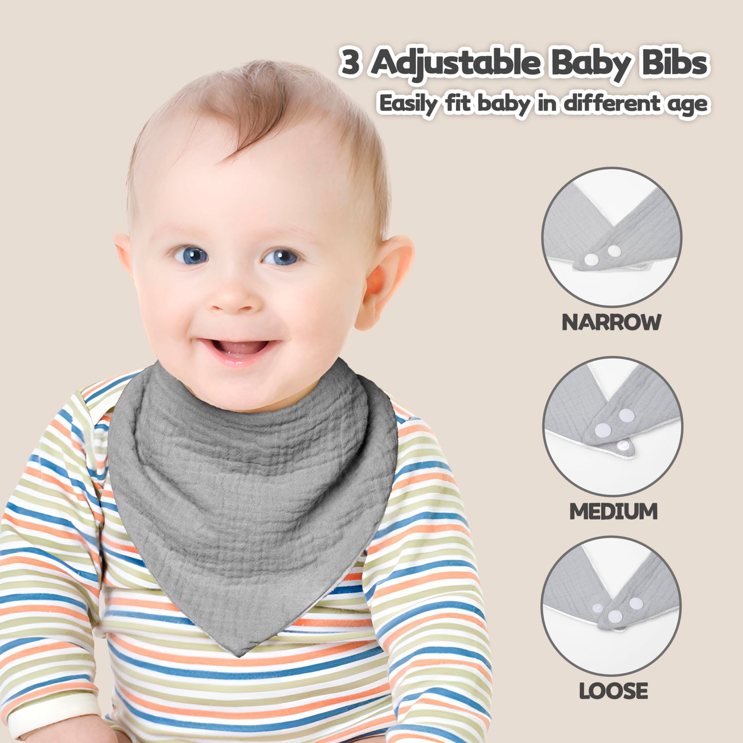 Susurration Muslin Baby Drool Bibs 6Pack Soft Triangular Adjustable Baby Bandana Bibs For Unisex Girls & Boys (Basic)