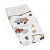 Sweet Jojo Designs Construction Truck Boy Baby Nursery Changing Pad Cover - Grey Yellow Orange Red And Blue Transportation Chevr