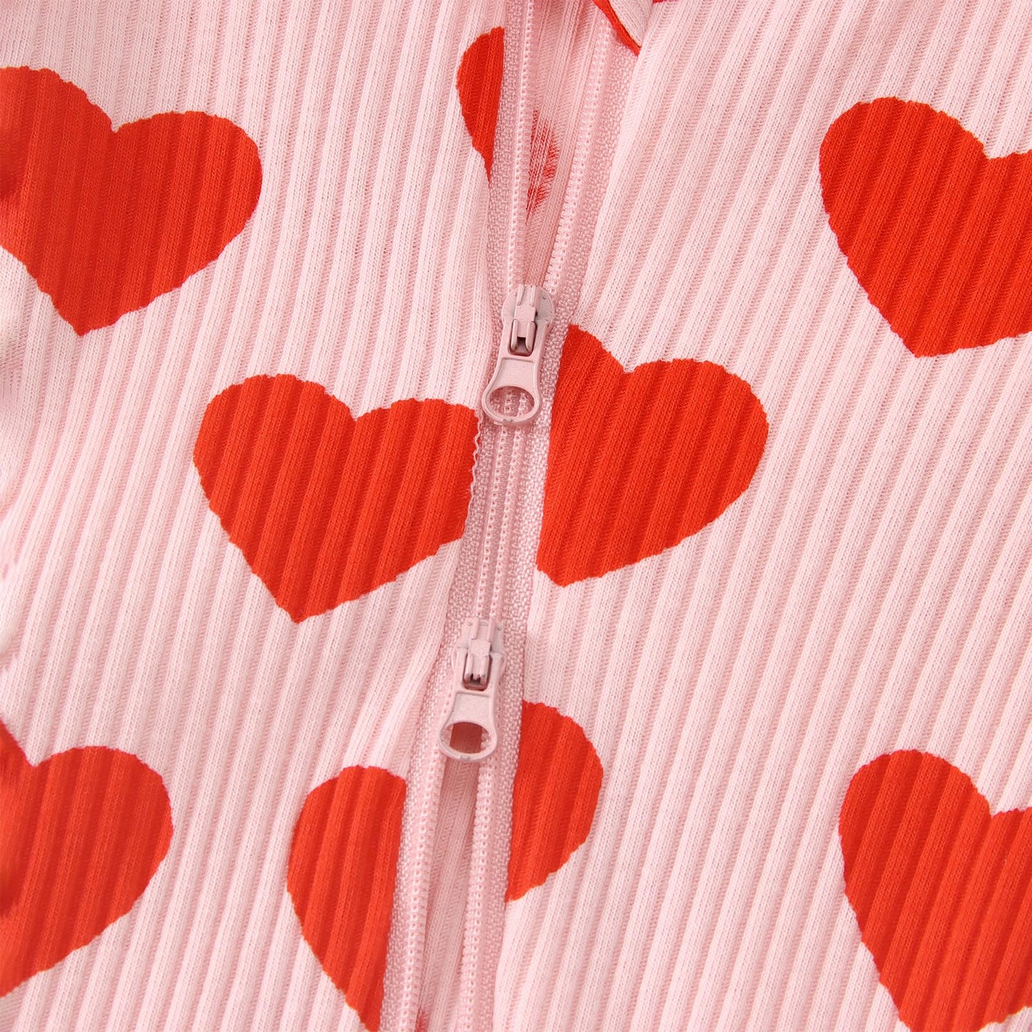 Gliglittr Newborn Infant Baby Girl Valentine'S Day Romper Long Sleeve Bodysuit Cute Heart Print Ribbed Onesie Jumpsuit(Pink1,3-6