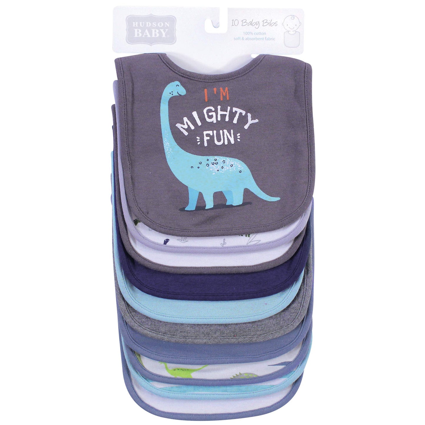 Hudson Baby Unisex Baby Cotton Bibs, Dino, One Size