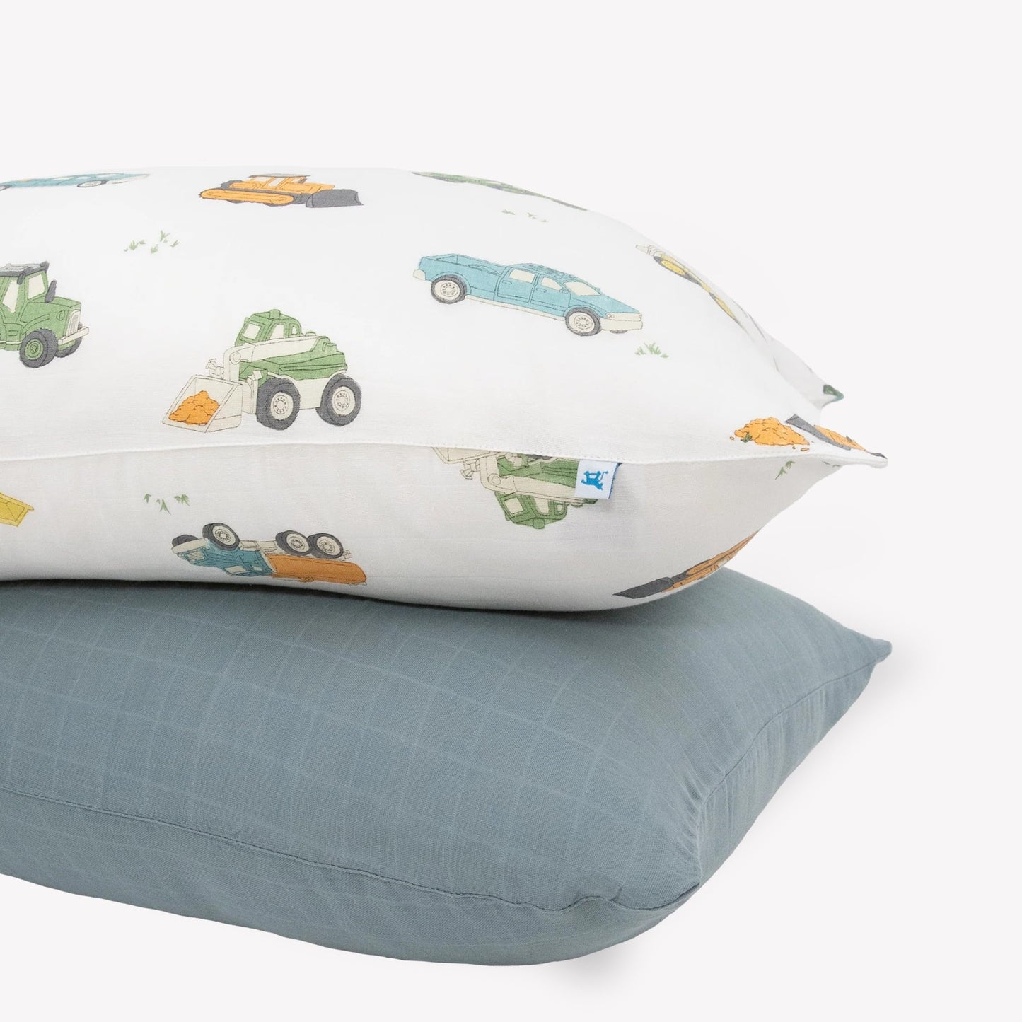 Little Unicorn Standard Pillowcase 2 Pack | Super Soft & Breathable Muslin Fabric | Snug Envelope Closure (Work Trucks)