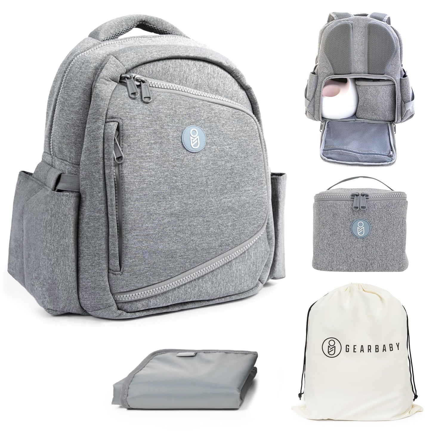 Gearbaby Breast Pump & Diaper bag Compatible with Spectra S1, S2, Medela, Neoprene Wearable Baby Breast Milk cooler Travel Diape