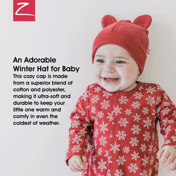 Zutano Unisex Baby Fleece Hat, Winter Baby Hat For Boys And Girls, Cold-Weather Baby Gear, Infant Cap, Heather Gray, 24M