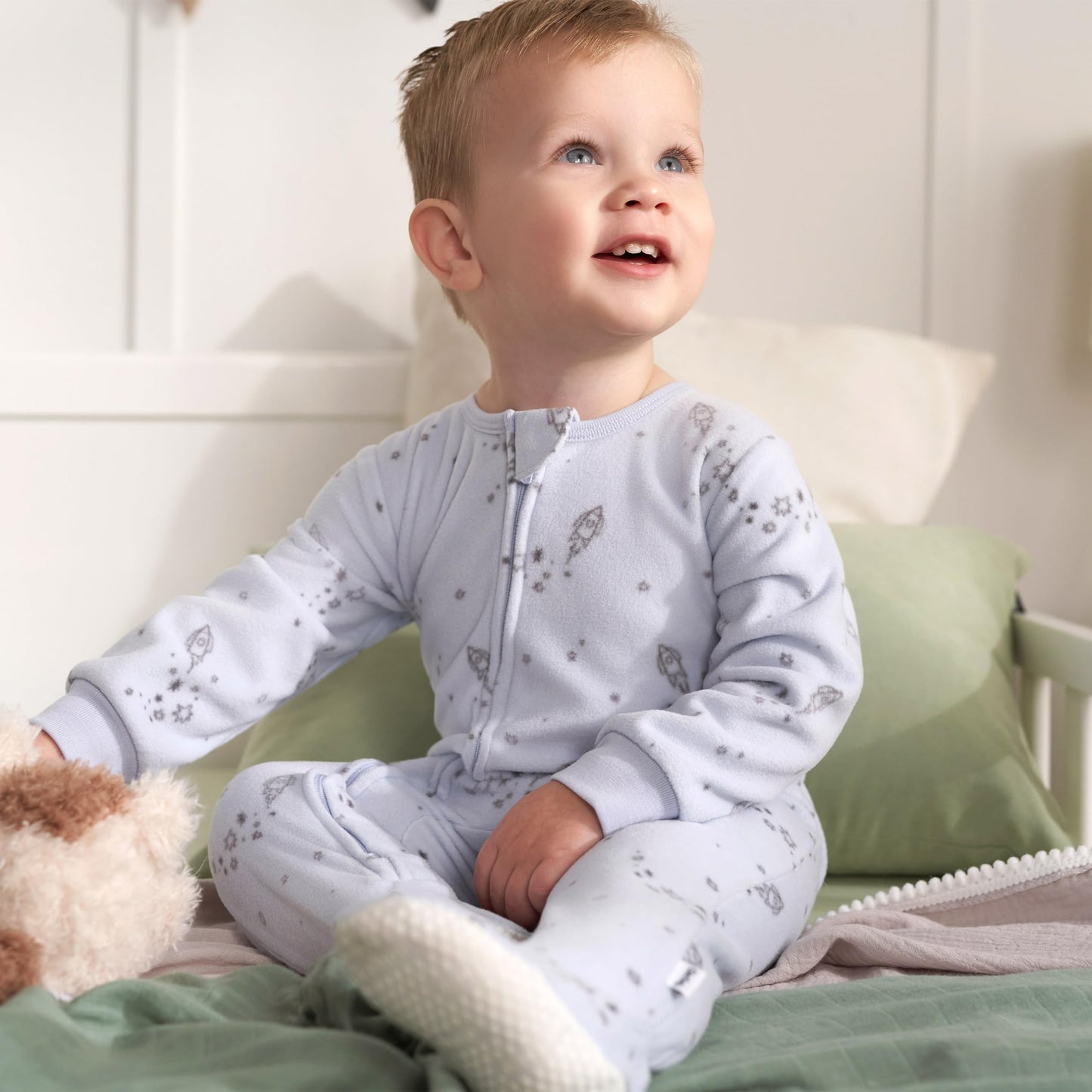 Gerber Baby Boy'S Toddler Loose Fit Flame Resistant Fleece Footed Pajamas 2-Pack, Space, 12 Months