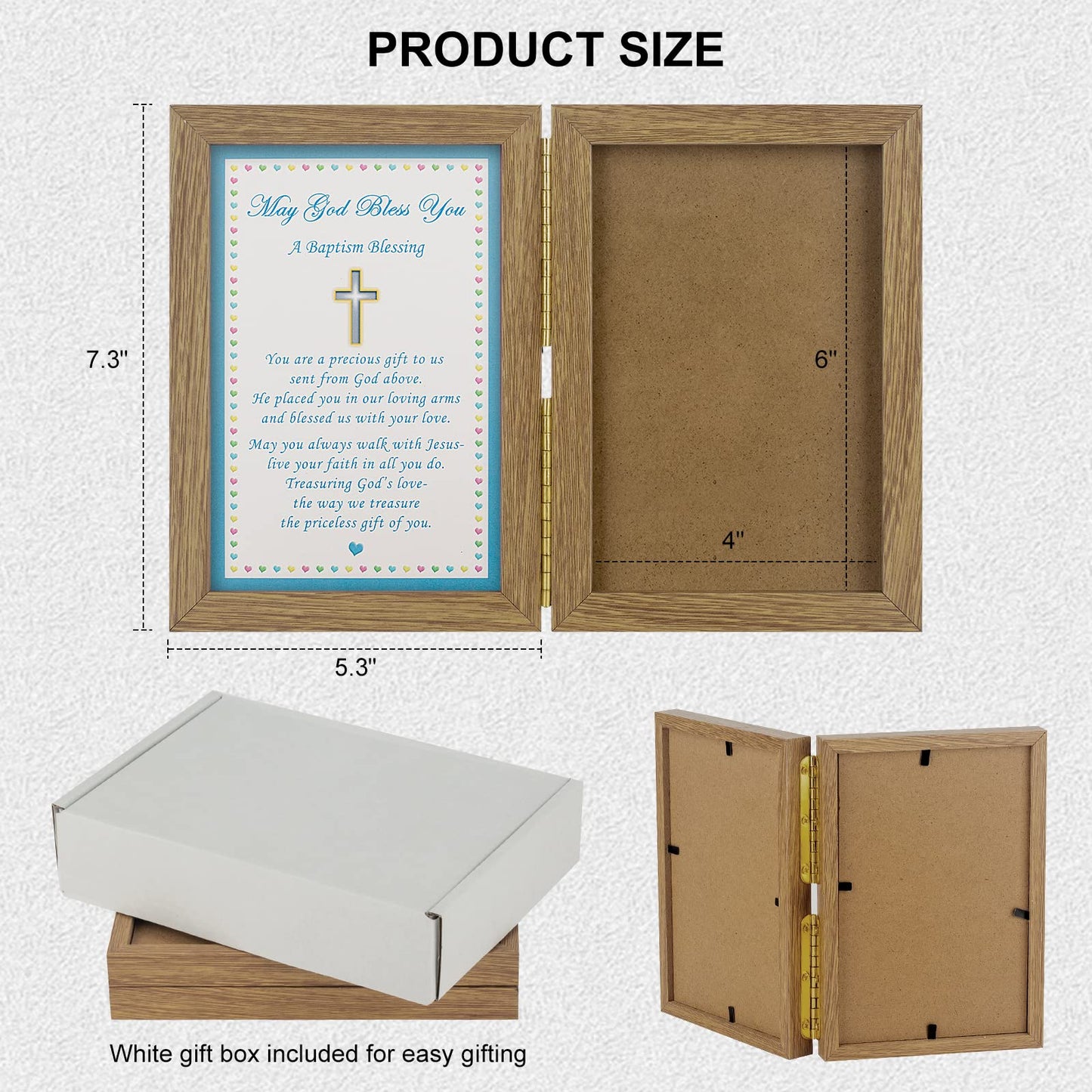 Yakucho Baptism Gifts For Boys - Baby Boy Baptism Gifts, Baby Picture Frame For Baby'S Baptism Or Christening, Blessing Card In