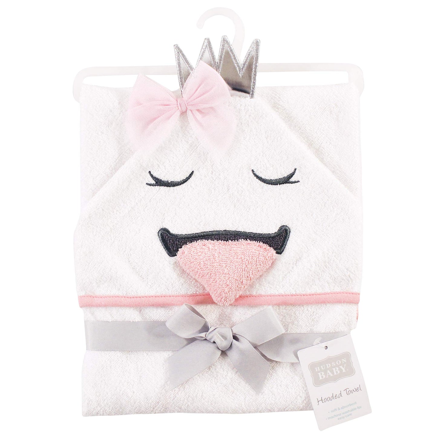 Hudson Baby Unisex Baby Cotton Animal Face Hooded Towel, Swan, One Size