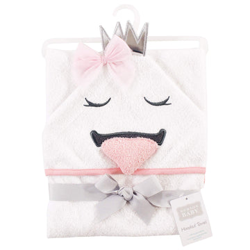 Hudson Baby Unisex Baby Cotton Animal Face Hooded Towel, Swan, One Size