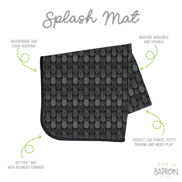 Bapronbaby Pineapple Monochrome Splash Mat - Waterproof Catch-All For Under High Chairs, Floors, Tables, Playtime Or Arts & Craf