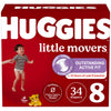 Huggies Size 8 Diapers, Little Movers Baby Diapers, Size 8 (46+ Lbs), 34 Count