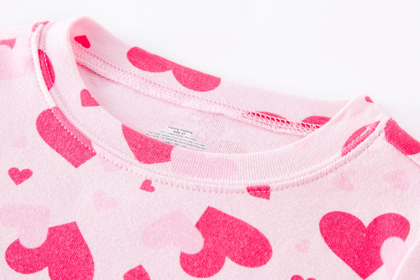 Family Feeling Baby Girls Pajamas Valentines Day Long Sleeve Love Cotton Pyjamas Pink Toddler Kid Pjs Size 12-18 Monthes