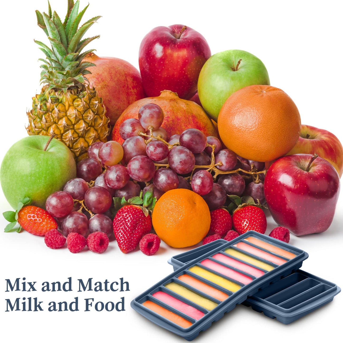 Eaasty 2 Pieces Breastmilk Storage Container Baby Food Milk Silicone Freezer Trays With Lid Breastmilk Freezer Tray Organizer Ic