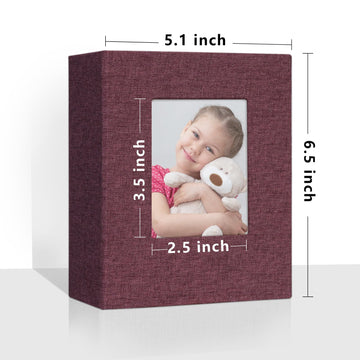 Vienrose Small Photo Album 4X6 Holds 100 Photos 2 Pack, Mini Baby Photo Album Linen Cover For Gifts Wedding Family, Purple