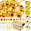 303Pcs Bee Sensory Bin Filler Fine Motor Toys Sunflower Counting Sorting 200 Felt Pompoms 40 Sunflowers 50 bees 6 Tweezers 6 Sil