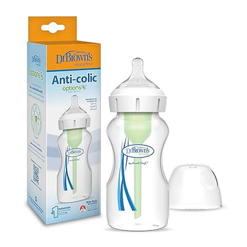Dr. Brown'S Natural Flow Anti-Colic Options+Wide-Neck Baby Bottle,9 Oz/270 Ml,Level 1 Nipple,1-Pack,0M+
