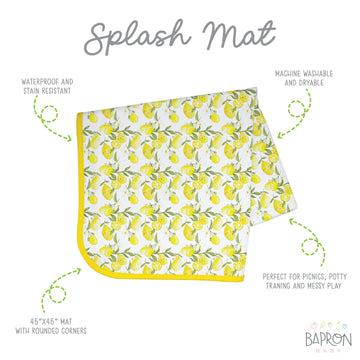 Bapronbaby Fresh Lemon Splash Mat - Waterproof Catch-All For Under High Chairs, Floors, Tables, Playtime Or Arts & Crafts - Mach