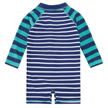 Uideazone Baby Boys Zip Rashguard Swimsuit Green Striped Long Sleeve One Piece Swimwear Bathing Suits 12-18 Months