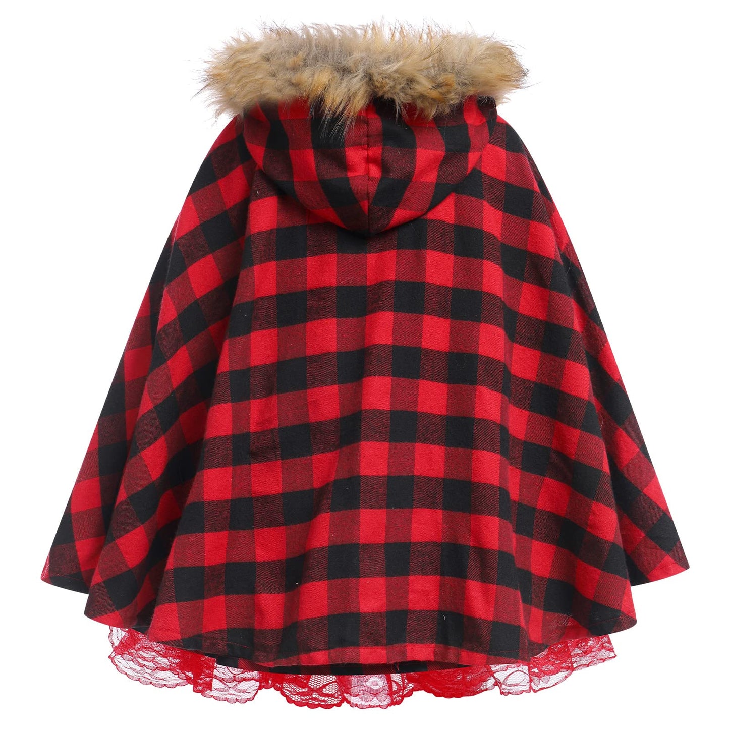 Ibtom Castle Kids Toddler Girls, Sleeveless Plaid Christmas Dresses With Velvet Cape Santa Claus Role Play Child Xmas Robe Red D