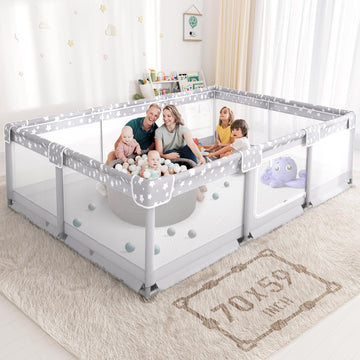 Large Baby Playpen For Babies And Toddlers - 70X59In Giant Play Pen For Babies 6-12 Months Big Play Yard For Toddlers 1-3 Play P