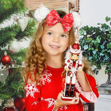 Yanjie Christmas Baby Headbands Newborns Bows Red Green Printed Snowflake Baby Bows Nylon Headband Toddler Infant Hairbands Chee