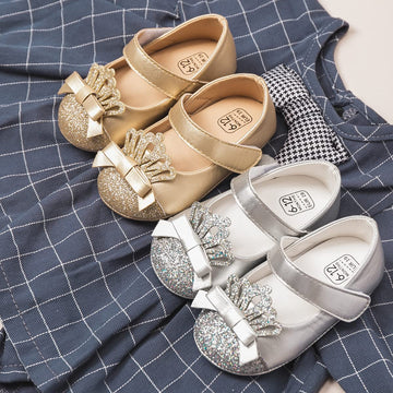 Kidsun Infant Baby Girls Mary Jane Shoes Soft Sole Ballet Slippers Bow Princess Newborn Dress Wedding Flat Shoes