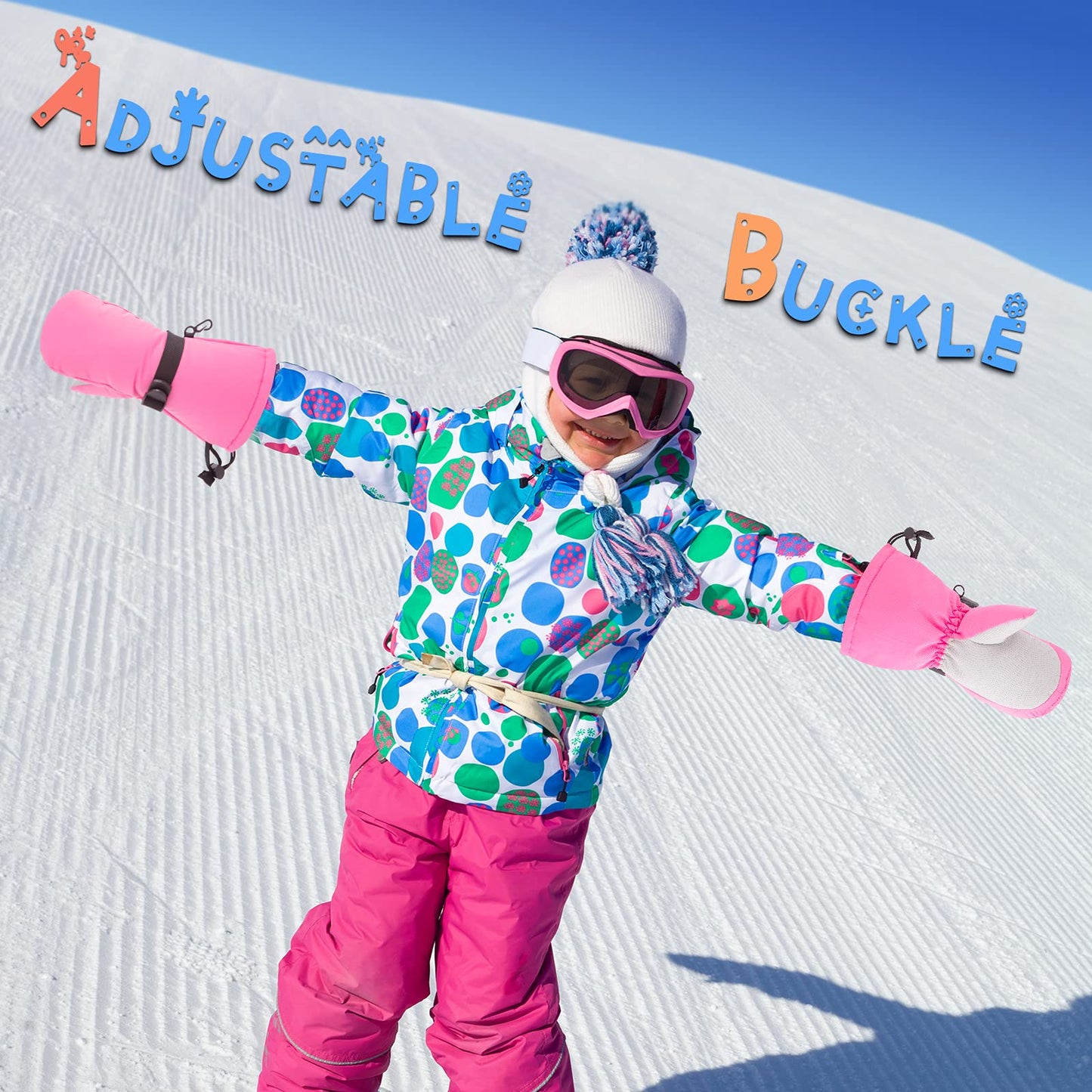 Winter Kids Waterproof Gloves For Boys Girls Snow Ski Toddler Baby Mittens Outdoor For Infant Teens 1-5T (N-Pink, L(4-6T))