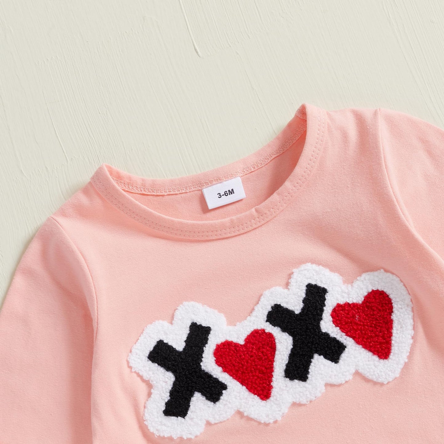 Fiomva My First Valentines Day Baby Girl Outfit Newborn One Piece Jumpsuit Infant Long Sleeve Romper Toddler Fall Clothes (B Emb