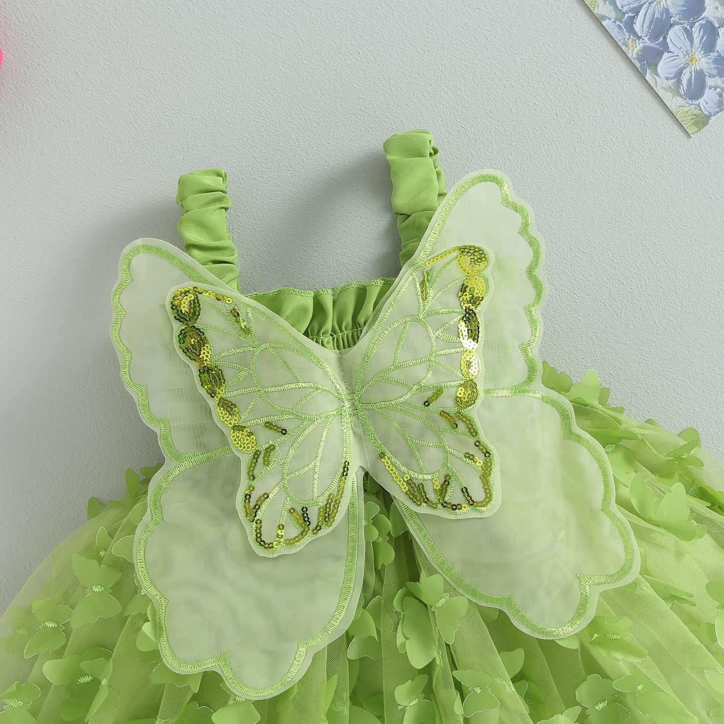 Toddler Baby Girl Tutu Dress, Butterfly Fairy Dress Layered Princess Dresses For Birthday Photo Shoot Outfit (Green Butterfly, 1