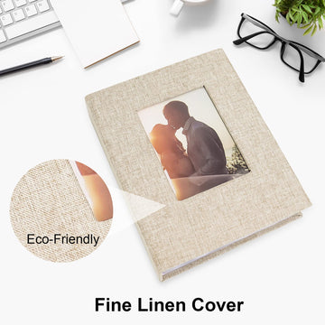 Vienrose Small Baby Photo Album 4X6 Photos, 2 Pack Linen Cover Mini Photo Book, 26-Page Holds 52 Pictures, Artwork Or Postcards