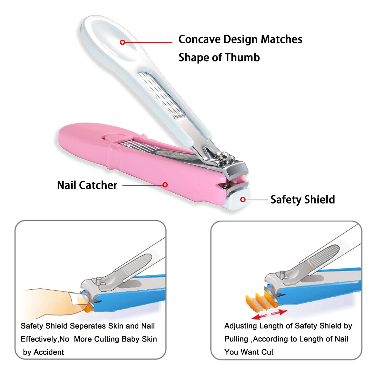 Pafason Baby Safety Nail Clipper With Nail Catcher And Baby Glass Nail File, Czech Float Glass, Stainless Steel, Ideal Shower Gi