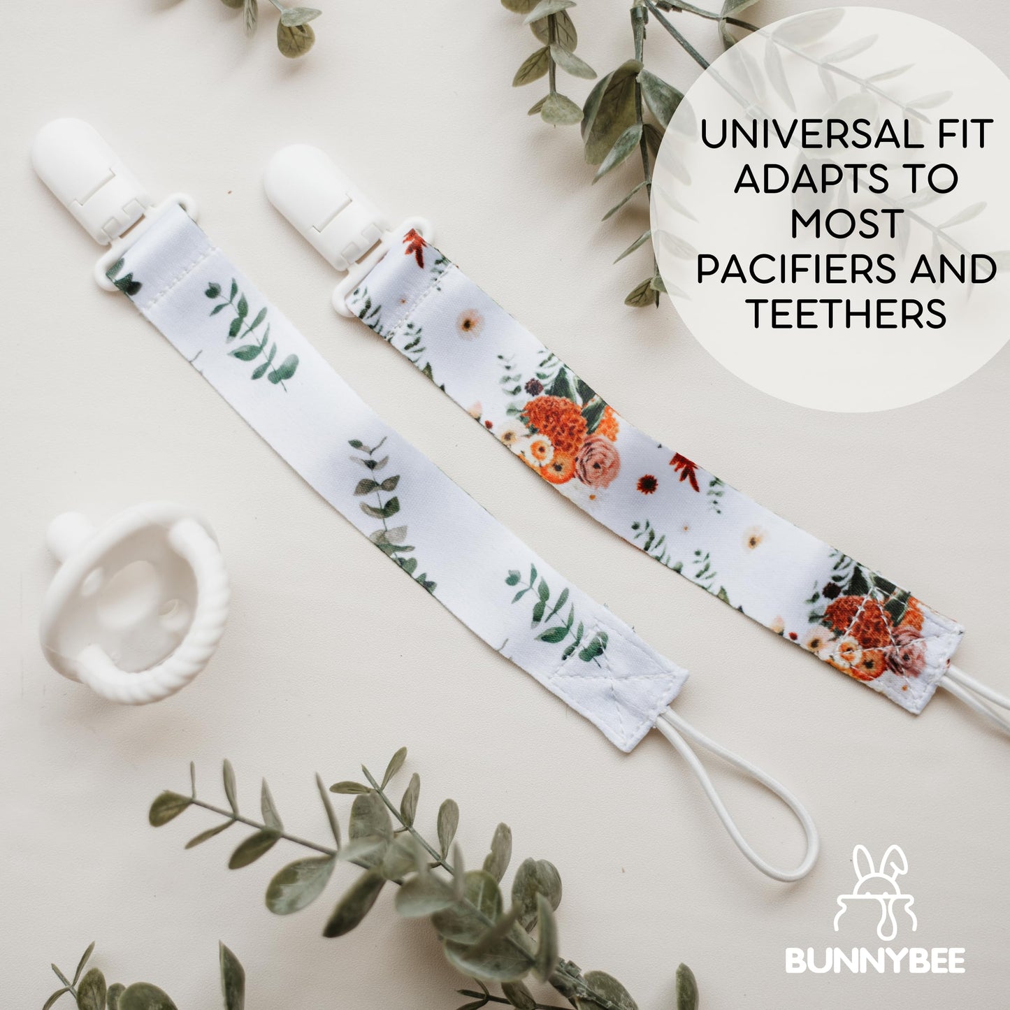 Bunnybee Neutral Pacifier Clip Set, 6 Pack Pacifier Holder Clip For Boys And Girls, Stylish And Practical Baby Binky Teethers, B