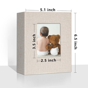 Vienrose Small Photo Album 4X6 Holds 100 Photos 2 Pack, Mini Baby Photo Album Linen Cover For Gifts Wedding Family, Beige