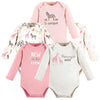 Touched By Nature Unisex Baby Organic Cotton Long-Sleeve Bodysuits, Girl Safari, 18-24 Months