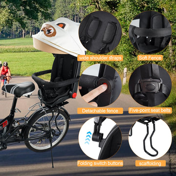 Xieeix Rear Child Bike Seat, With Rain Shelter Backrest Rear Bike Seat, Foldable Rear Mounted Child Bike Seat, 2025 New Comforta
