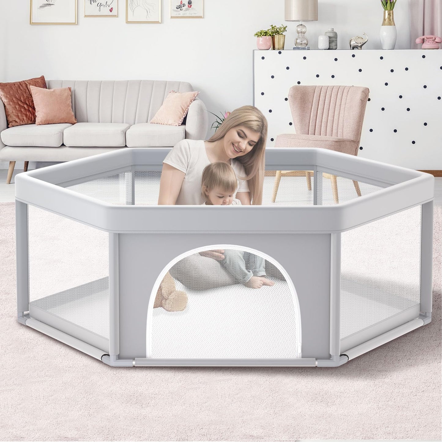 74 50 Large Baby Playpen, Baby PlayPens for Babies and Toddlers, Play Pen for Indoor & Outdoor, Sturdy Safety Play Yard