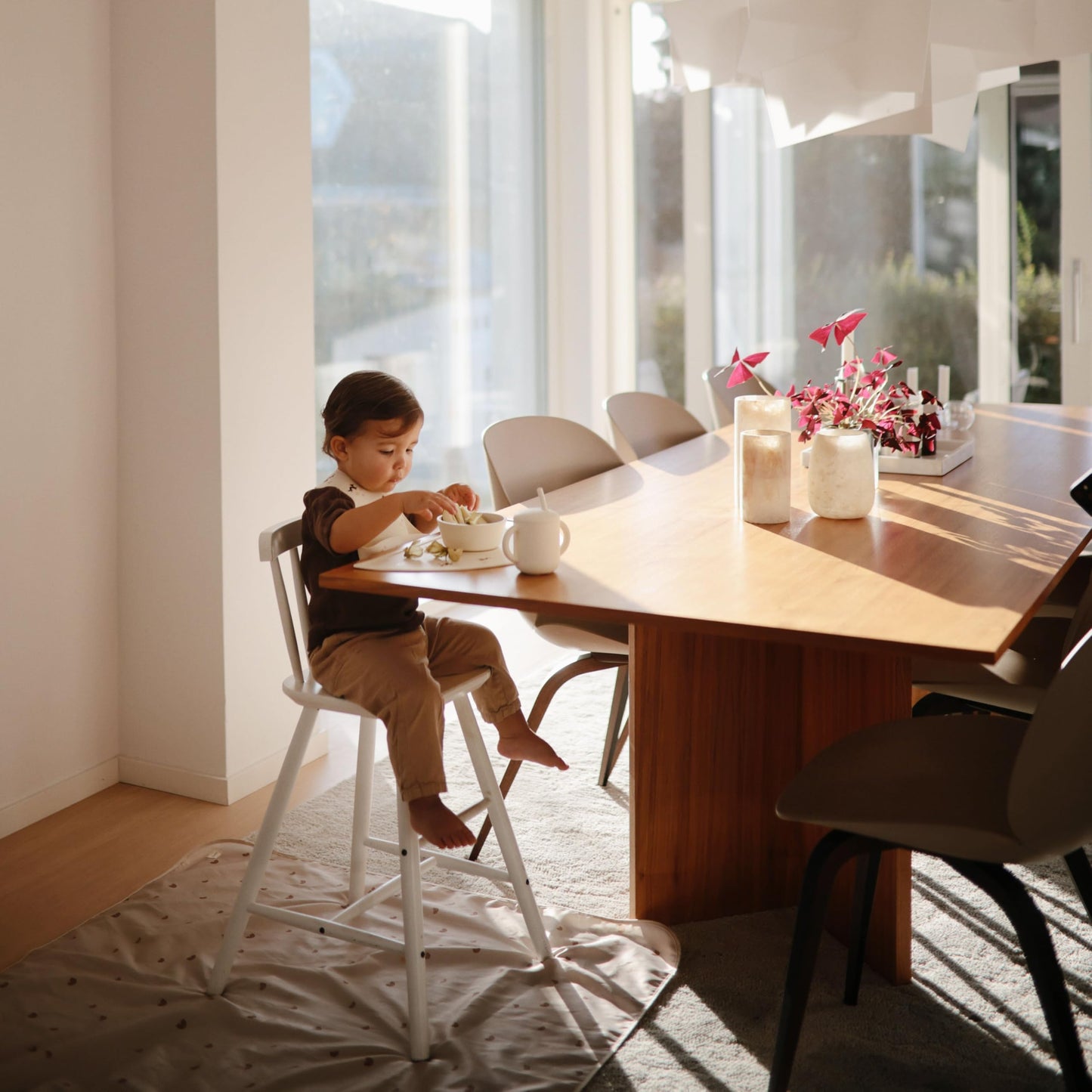 Mushie Baby Splat Mat 42.5X42.5 Inch (Retro Stripes) | Water Resistant For Under High Chair And Infant Play